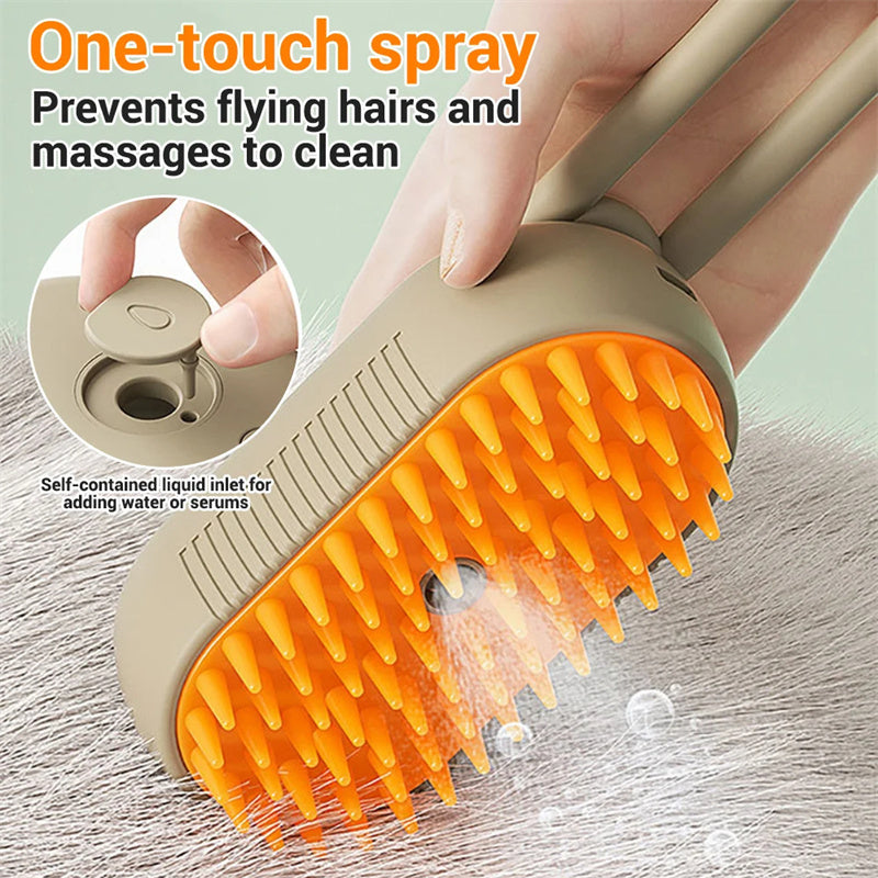 3 In 1 Steam Brush For Cats And Dogs For Massage, Grooming, Hair Removal.